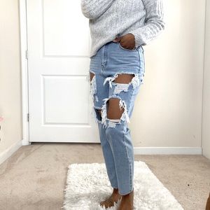 Light wash blue jeans